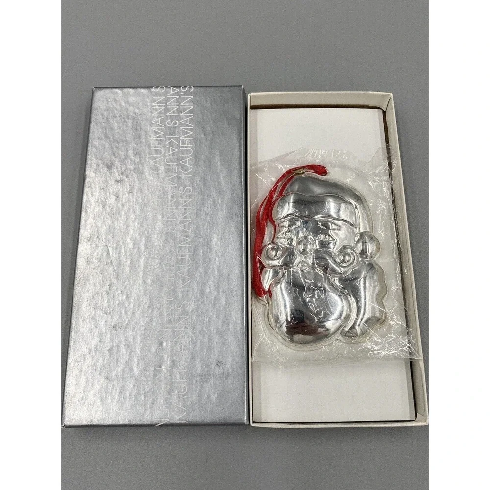 Vtg Royal Limited 3”‎ Silver Santa Claus Christmas Ornament Kaufmann’s